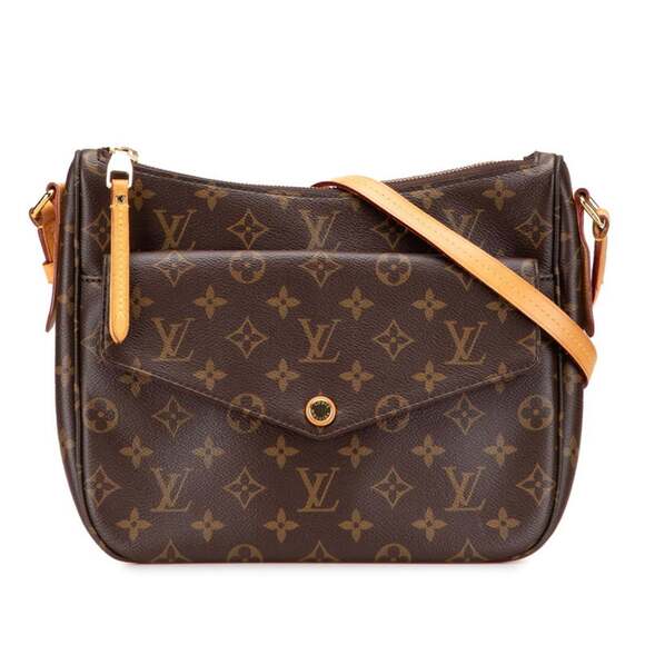 LOUIS VUITTON Authentic Brown Monogram Leather Shoulder Bag